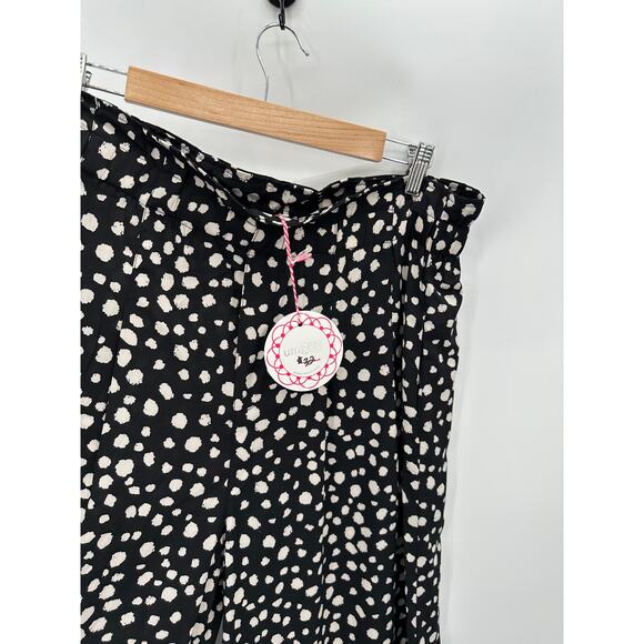 Umgee Black Cream Polka Dot High waisted Pants Size L Wide Leg NWT Teacher - Picture 4 of 10